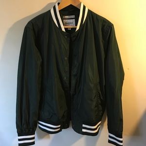 Dark Green Varsity Bomber Jacket.